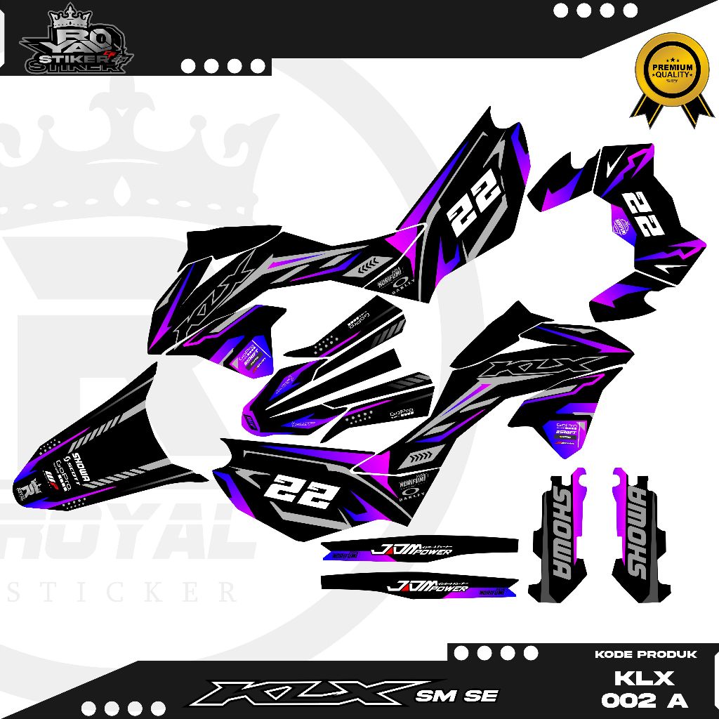 DECAL STIKER KLX SM SE -FULL BODY MOTOR KAWASAKI KLX BISA CUSTOM NAMA NOMOR - KLX 002
