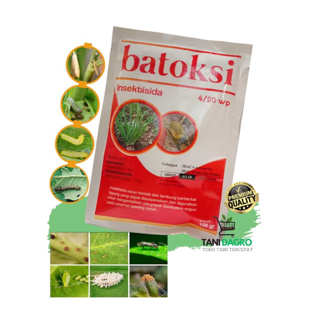 INSEKTISIDA BATOKSI 4/20 WP 100 GRAM PENGENDALI ULAT TELUR DAN LARVA GRAYAK WERENG DAN THRIPS