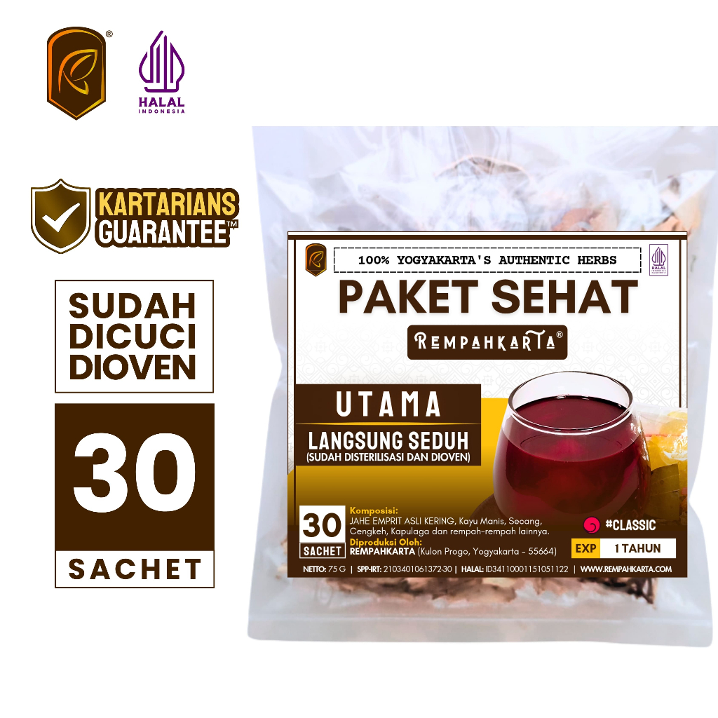 

REMPAHKARTA Paket Sehat Wedang Uwuh Utama (30 Sachet)