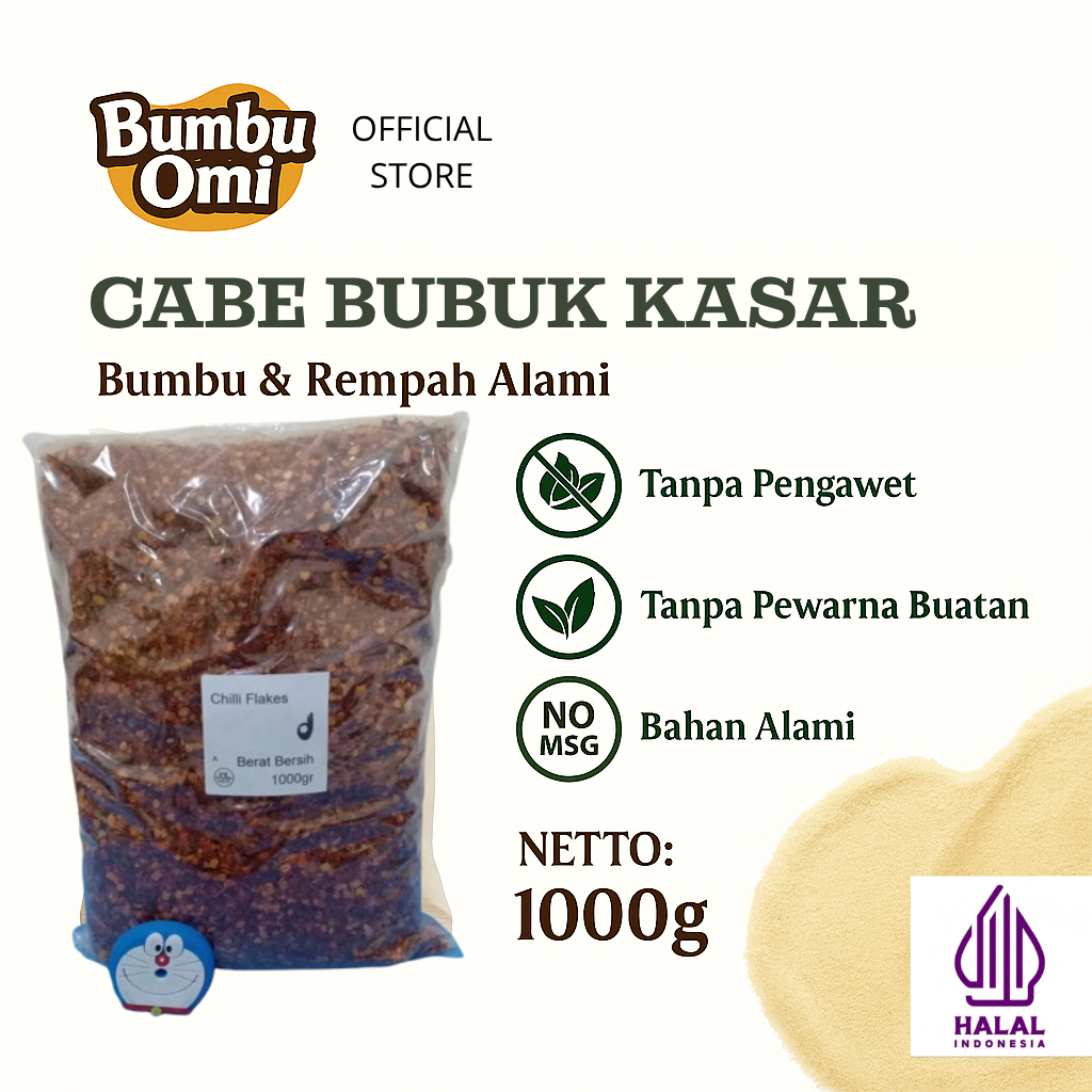 

BumbuOmi cabe bubuk kasar asli / Bahan chili oil /cabai kering FLAKES