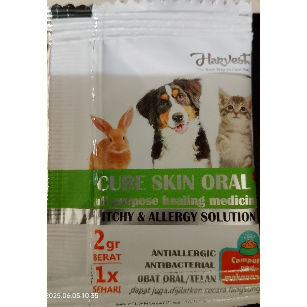 Obat Anjing Kucing Jamur Scabies Alergi Gatal Bakteri Kuman Infeksi-obat minum - Harvest Cure Skin O