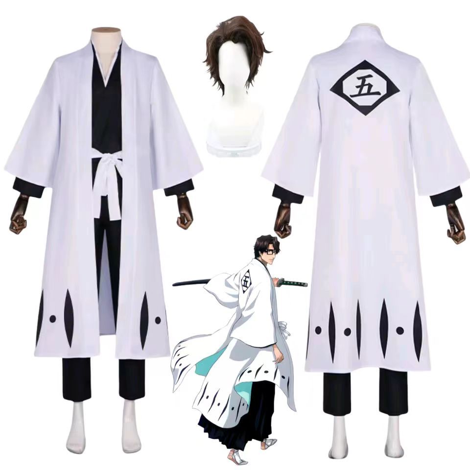 Anime Bleach Aizen Sousuke Cosplay Costume Wig Sets Bleach Thousand Year Blood War Gotei 12 Team 5 C