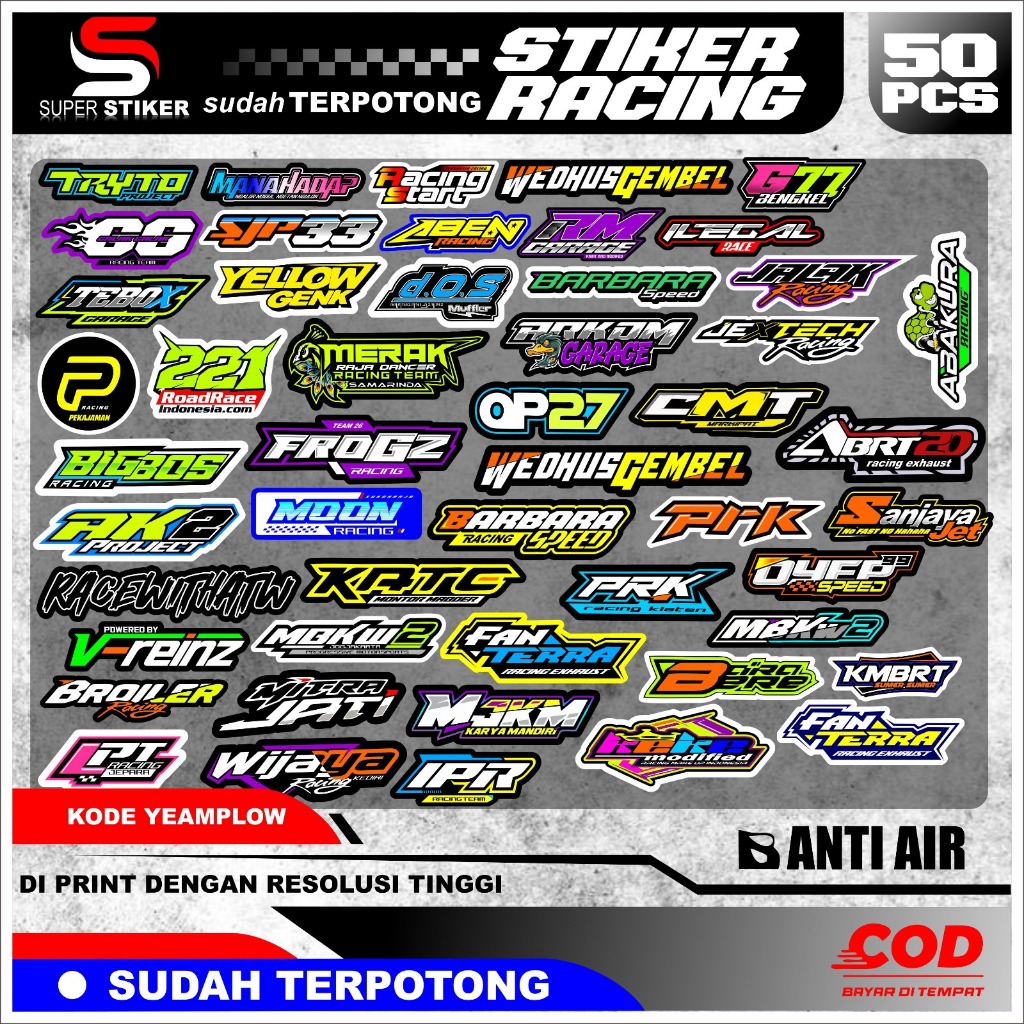 

stiker bengkel balap racing stiker case sudah terpotong