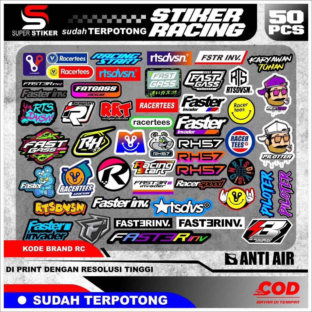 

stiker pack bengkel racing sudah terpotong stiker case