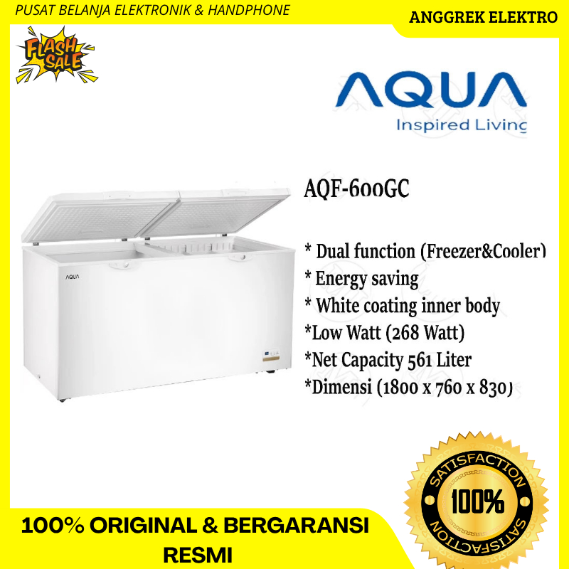 BOX FREEZER AQUA 600LITER AQF-600GC CHEST FREEZER AQUA 600 LITER / Freezer Aqua 600 Liter