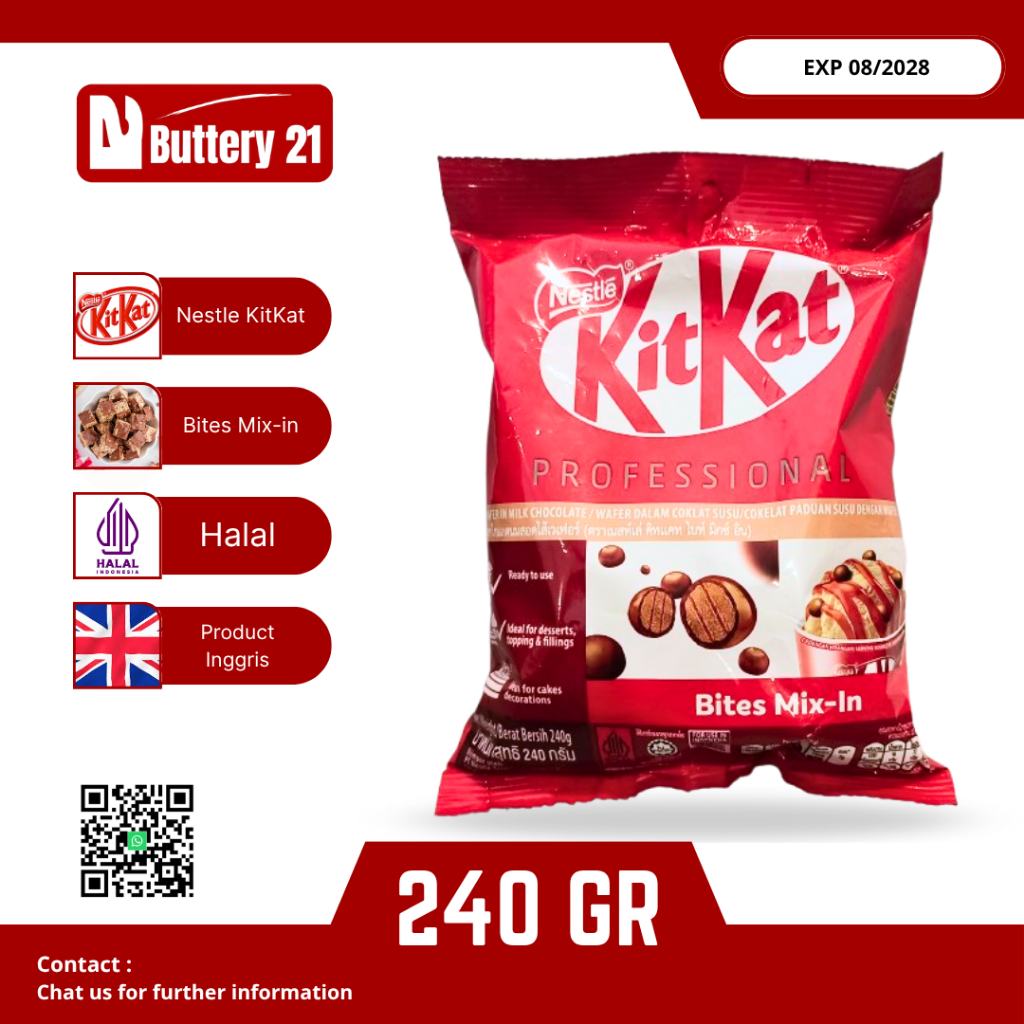 

NESTLE KIT KAT BITES MIX-IN 240 GR/KITKAT TOPING/WAFER DALAM COKLAT SUSU