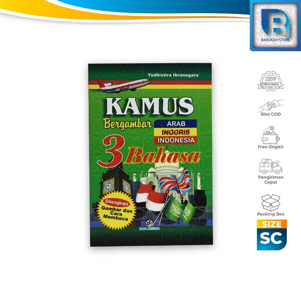 Buku Kamus Bergambar Lengkap 3 Bahasa (Arab, Indonesia, Inggris) Ukuran Sedang Kamus Arab 3 Bahasa O