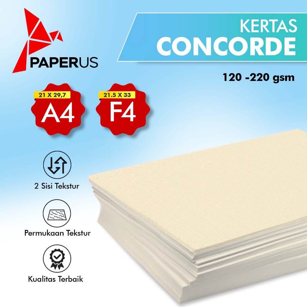 

Kertas Karton Concorde Ukuran A4/Folio | Concorde Ukuran A4 | Concorde Ukuran F4 | Concorde 90-220gsm