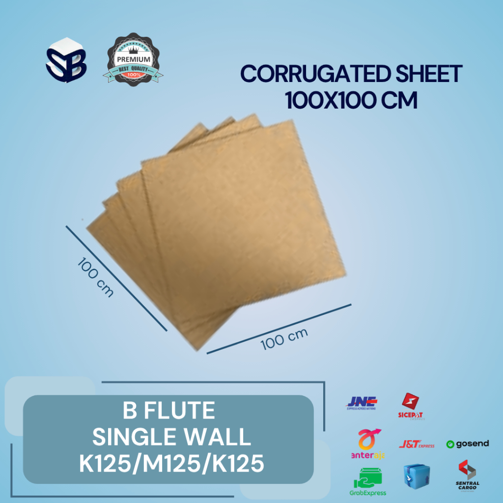 

Lembaran Kardus Polos Baru 100x100cm Coklat Tebal +/-3mm | Single Wall B Flute | Harga Murah Pabrik