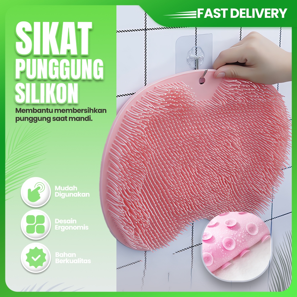 Sikat Pijat Pembersih Kaki Anti Slip Alat Gosok Punggung Badan Silikon Tempel Dinding