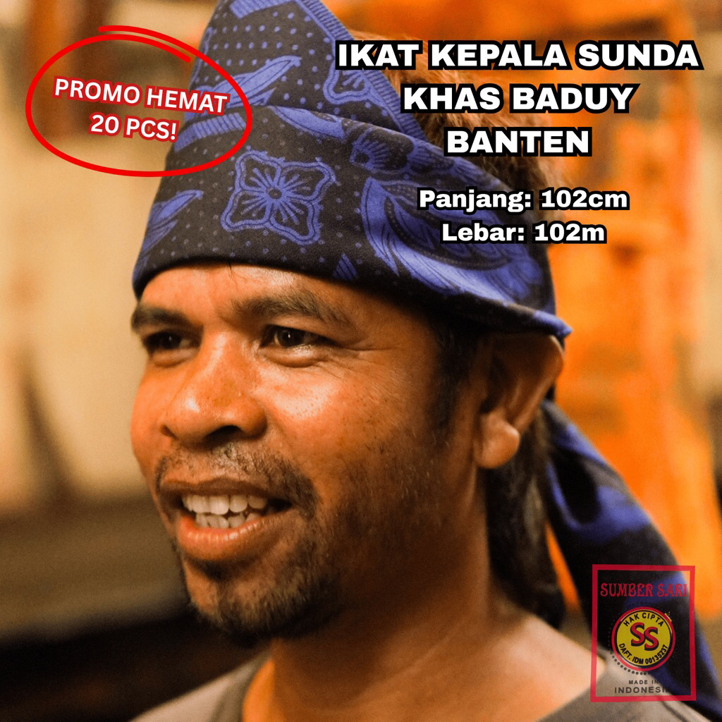 Promo 20 PCS Bahan Ikat Kepala Sunda Khas Baduy Banten Murah Iket Kepala Baduy Slayer Pria Ikat Kepa
