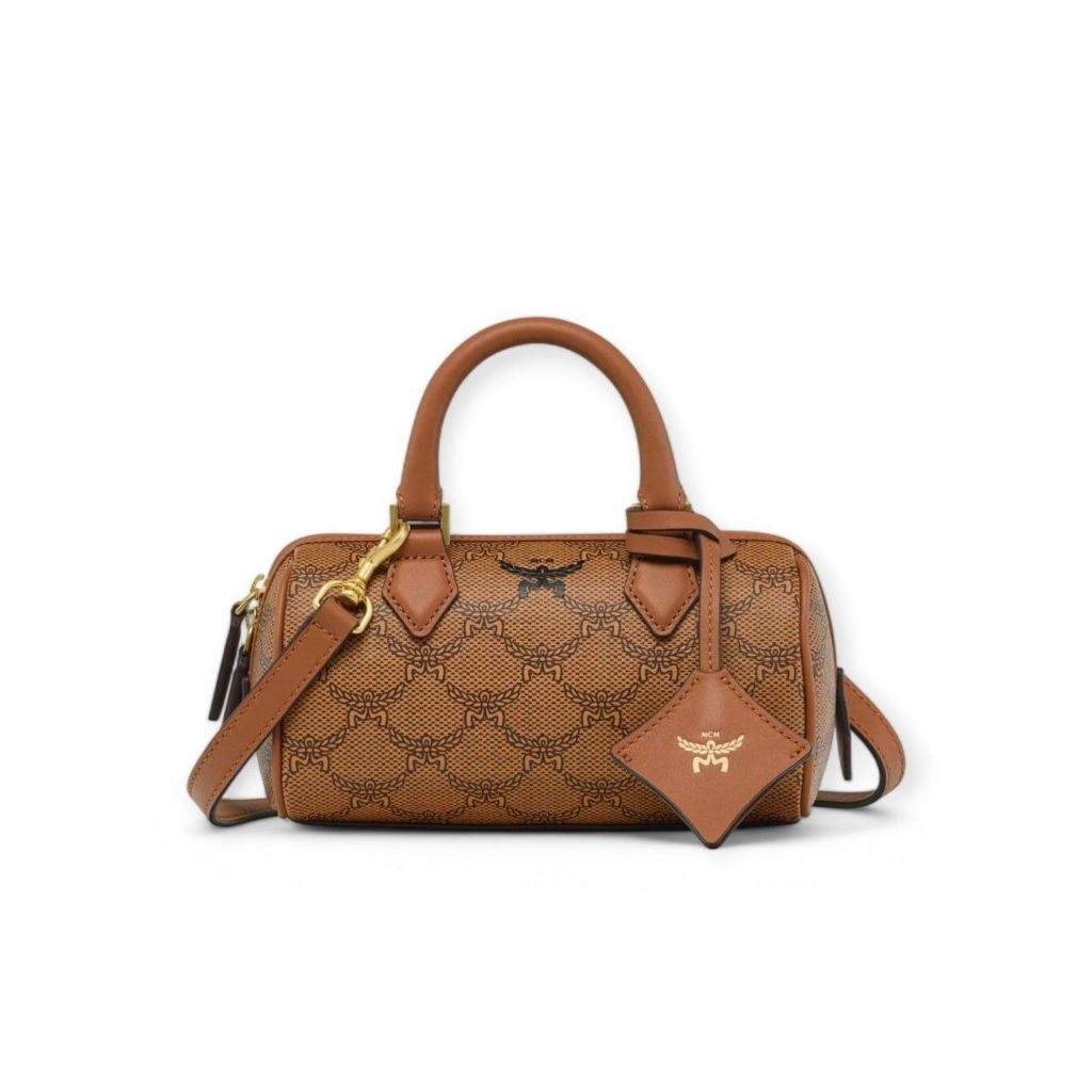 MCM Mini Ella Lauretos Boston Bag in Cognac
