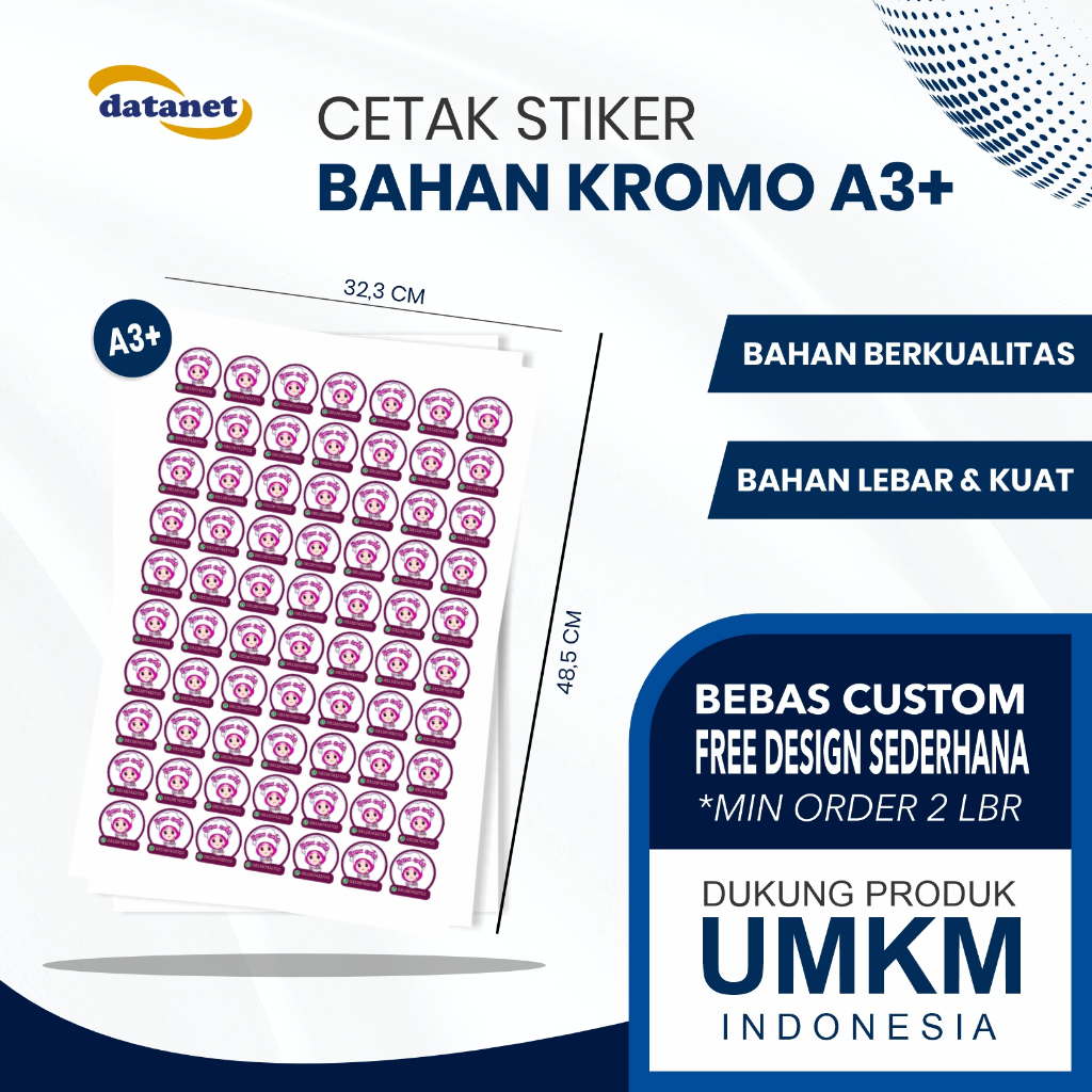 

Cetak Stiker Chromo A3+ 32.3x48.5cm | PRINT ONLY | Full Color | Datanet Printing