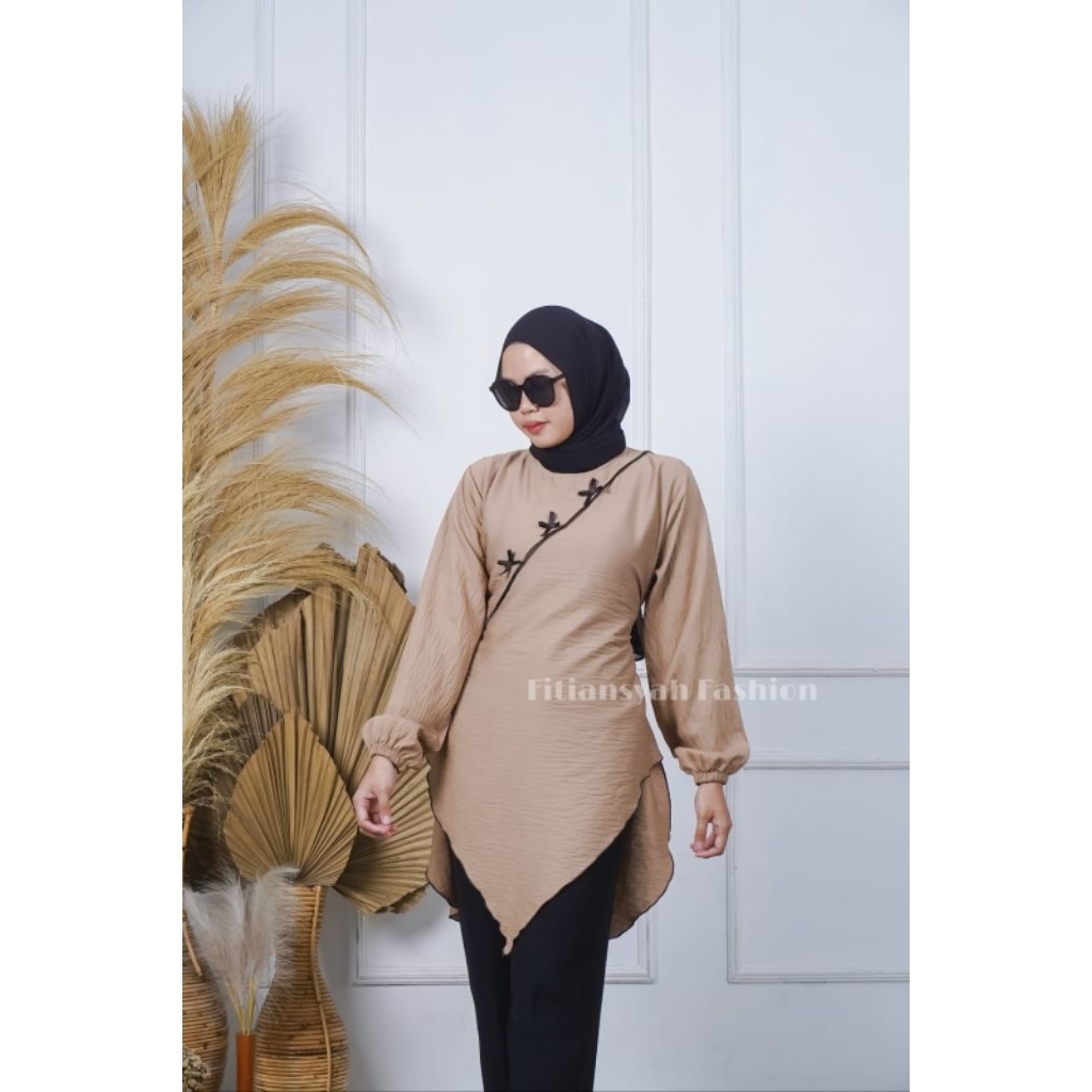 Amira tunik poloLinen model Girls Korean style tunik kekinian tunik Lucu' tunik wanita terbaru
