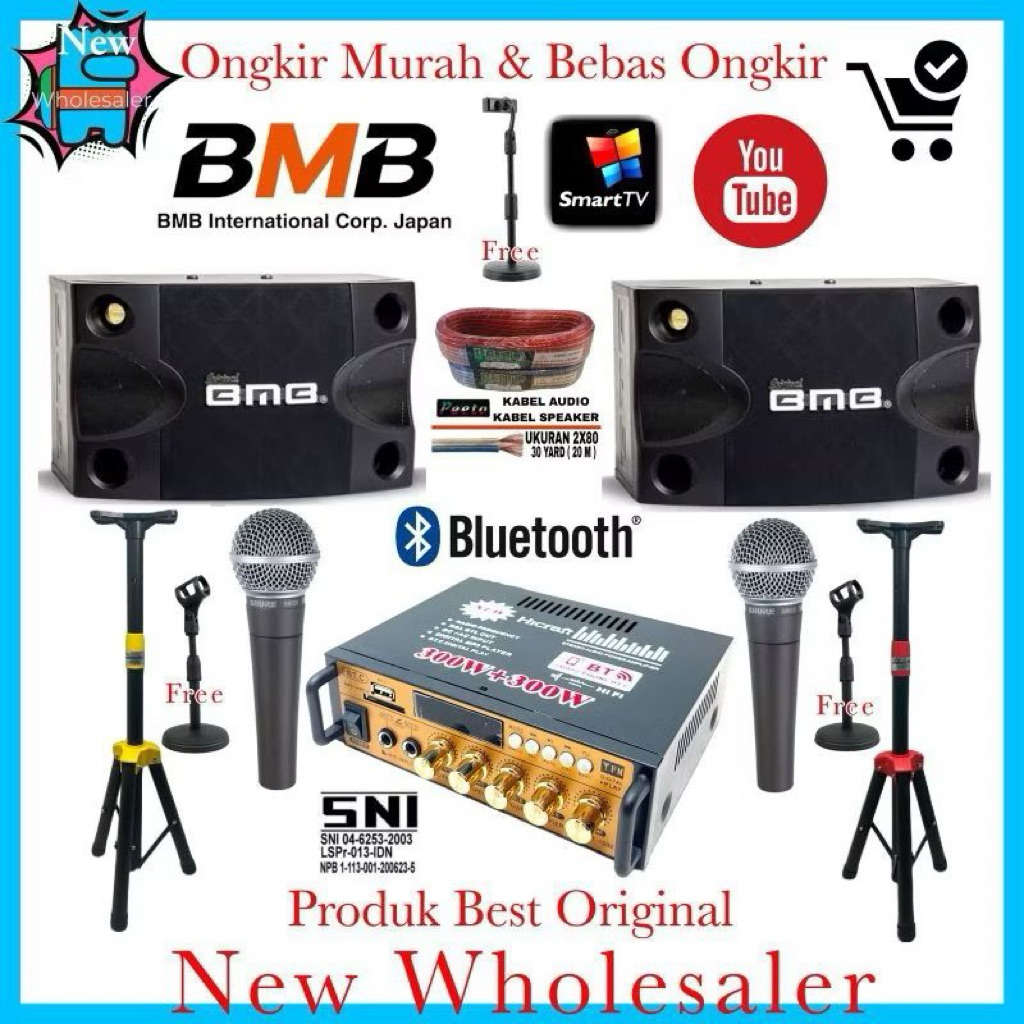 paket sound speaker Audio karaoke 8 inch Bmb Cs252 v original resmi premium