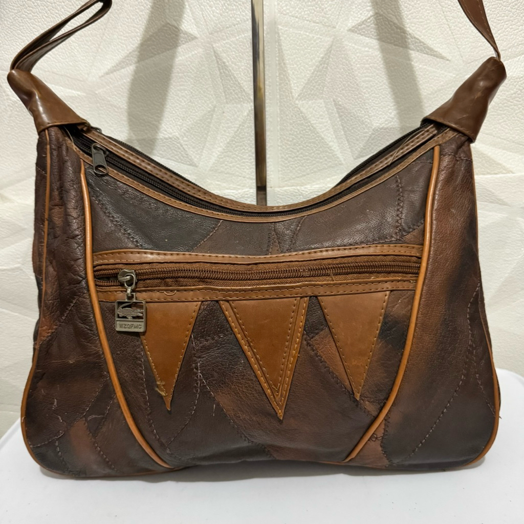 tas shoulder bag. tas ketek wanita. coklat motif