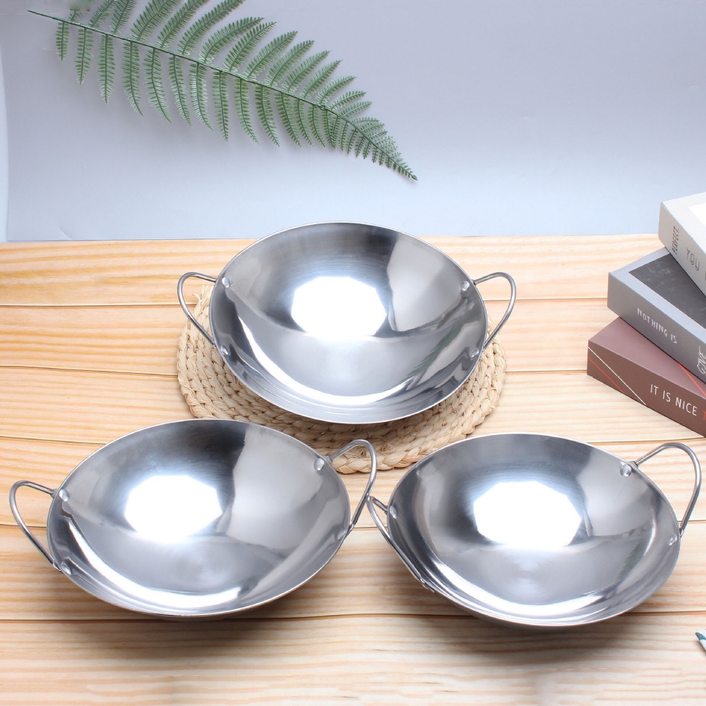 Wajan Mini Stainless Steel / Kuali Mini Katel Bar Penggorengan Kecil / Kuali Serabi / Kuali Cucur