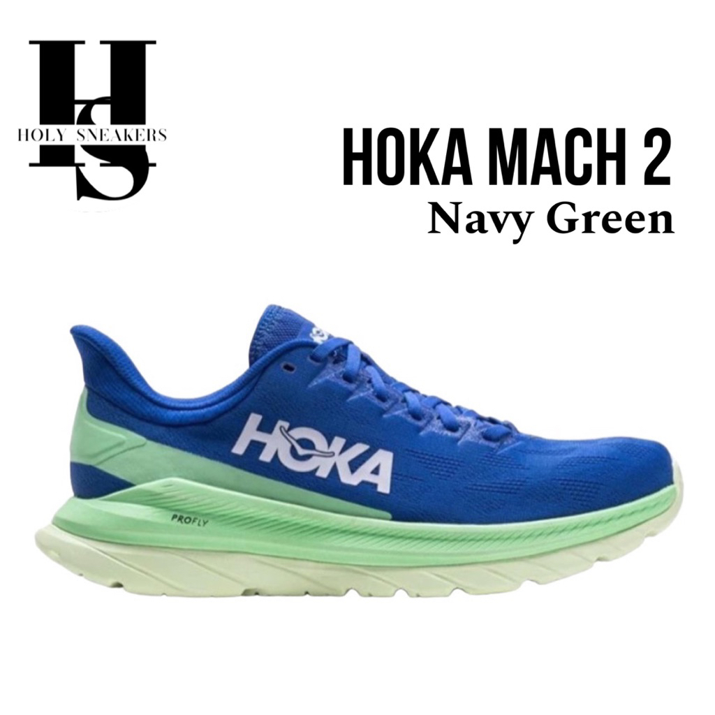 SEPATU HOKA ONE ONE MACH 4 RUNNING SHOES - NAVY GREEN
