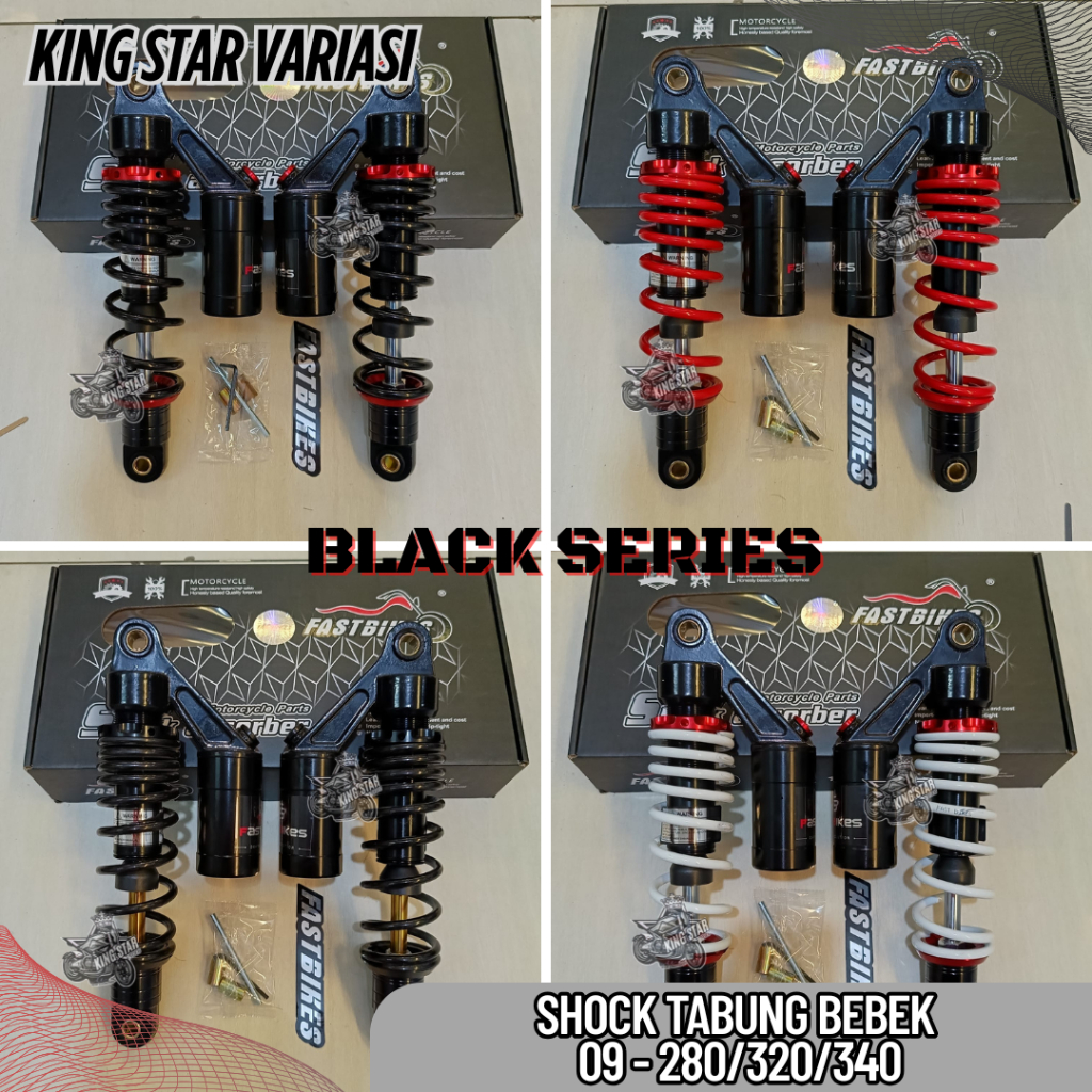 Shock Shockbreaker Belakang Fastbikes Tabung Atas Model GOG Black Series 280mm 320mm 340mm 360mm