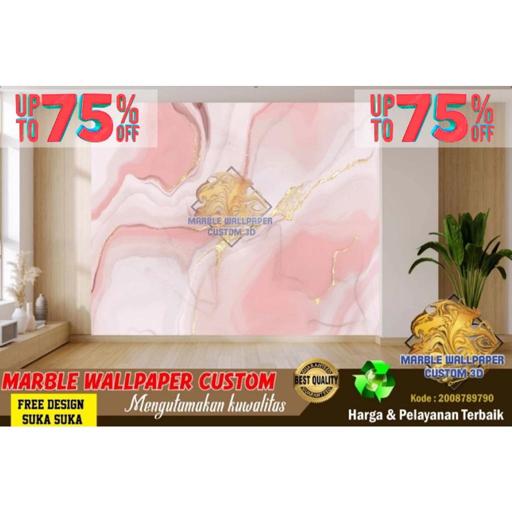Wallpaper Custom 3D Tema Marmer | Wallpaper Dining Room Marmer | Wallpaper Ruang Makan Marmer | Wall