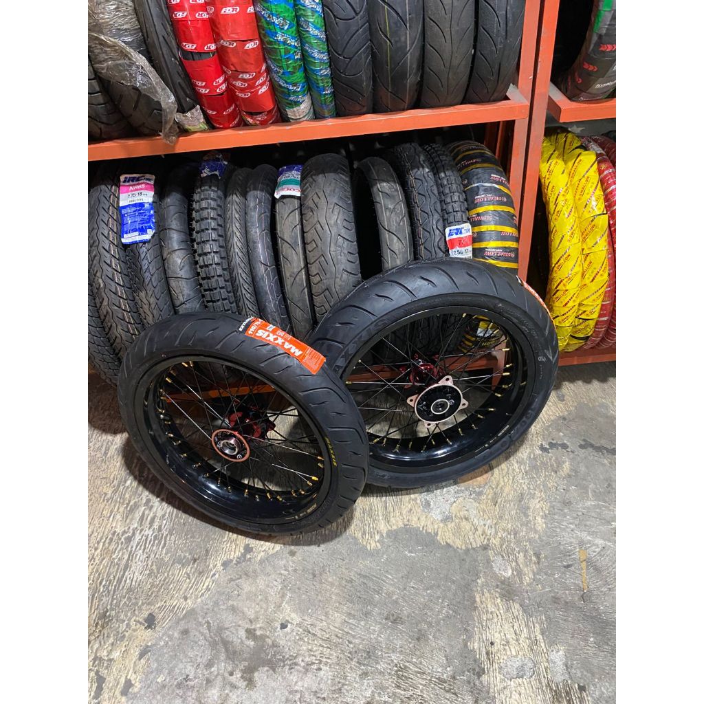 Supermoto KLX 300/350 Ban Maxxis Baru Ring 17 Wheelset SUMO D-Tracker Ring 17 Murah