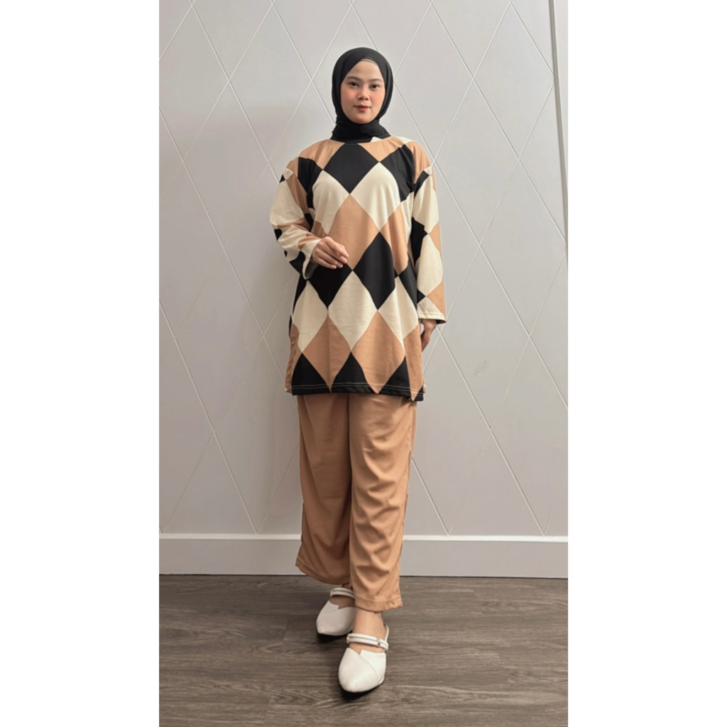 Secelan Ceewek Dewasa Pesta Kekinian Onset Wanita Satu Stel Wanset Tunik Fashion Kondangan 2025 Setc