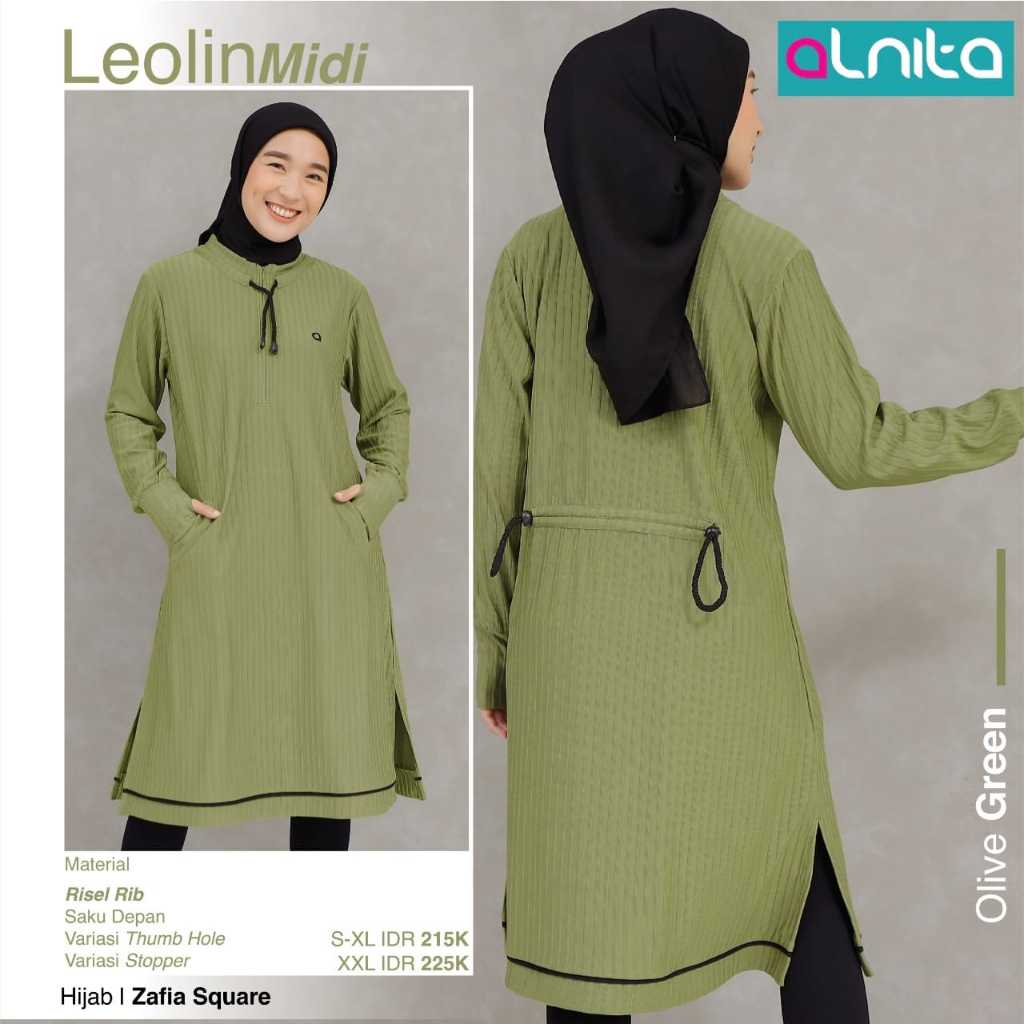 LEOLIN MIDI ALNITA OLIVE GREEN | TUNIK KAOS