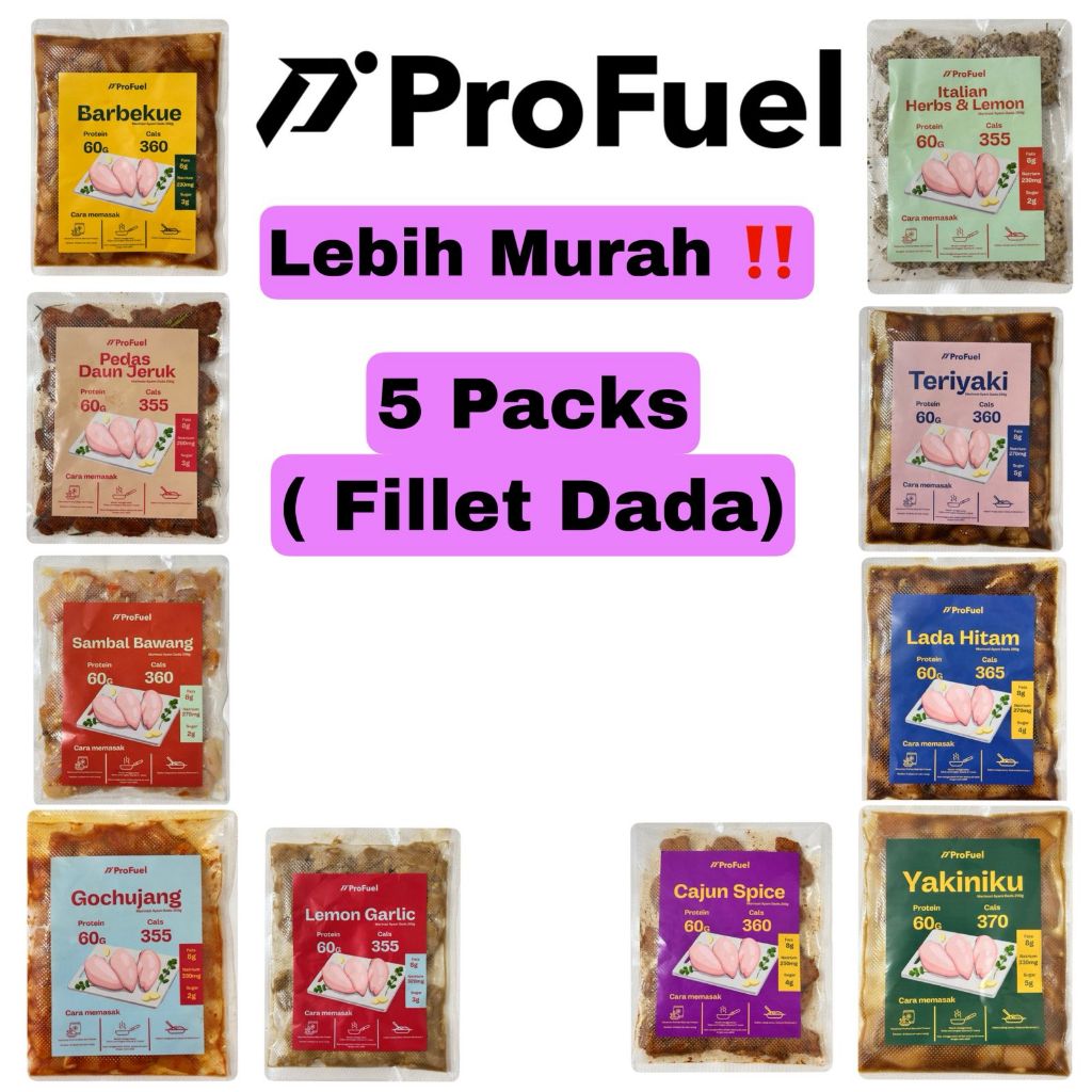 

ProFuel ayam dada marinasi 5 rasa x 200 gram- praktis siap masak tinggi protein- diet sehat