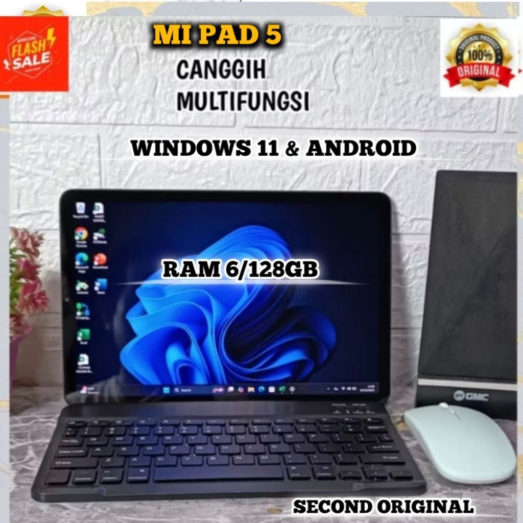 MI PAD 5 DUAL BOOT WINDOWS DAN ANDROID RAM 6/128GB NO MINUS SECOND ORIGINAL