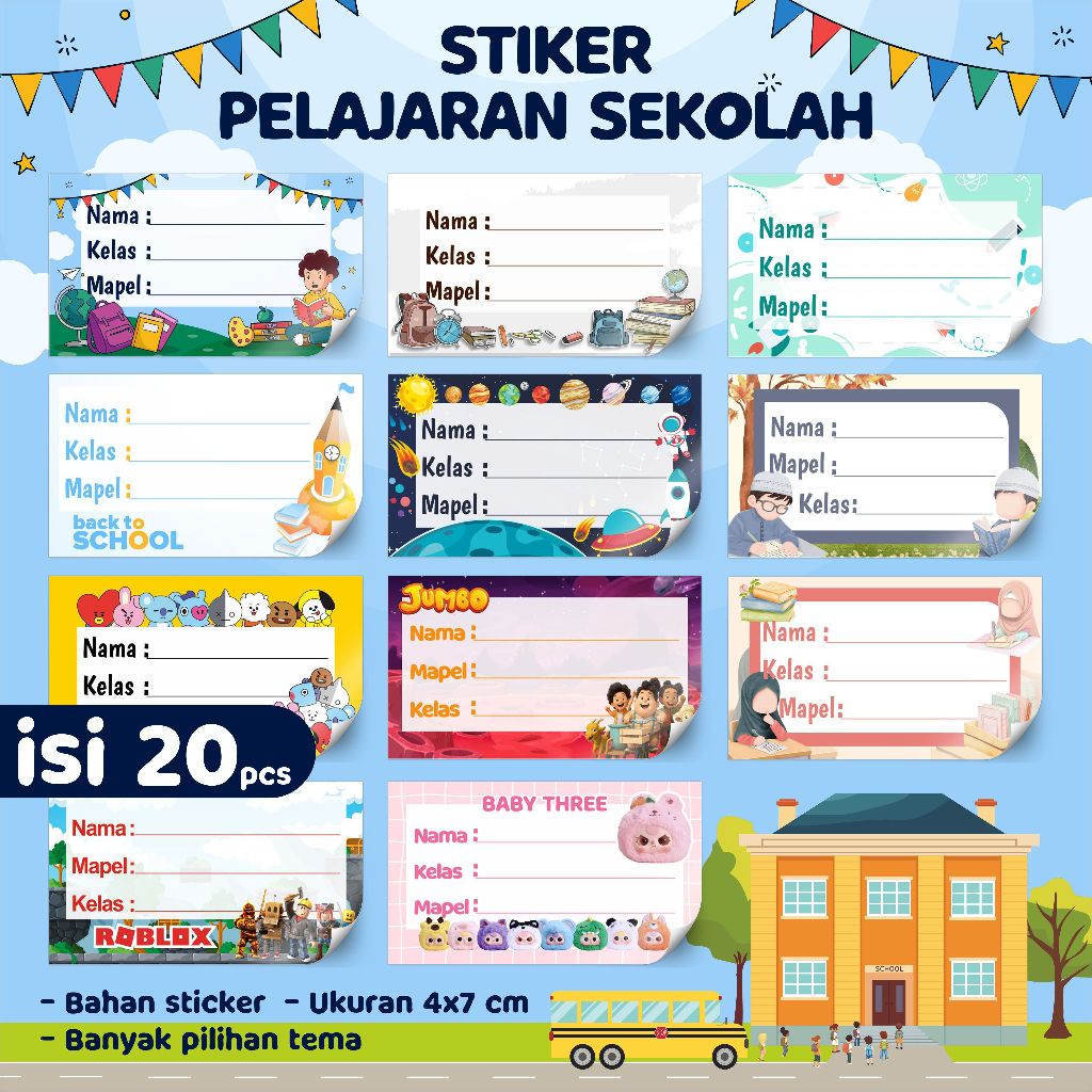 

Isi 20 Stiker Mapel - Label Buku Pelajaran Sekolah - Stiker mata pelajaran