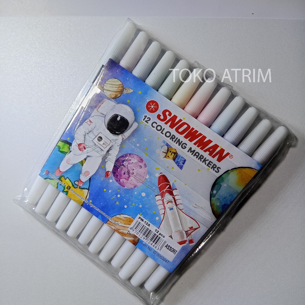 

Spidol Kecil SNOWMAN Warna Spidol 12 Warna Spidol Gambar| 1 set isi 12 warna ASLI