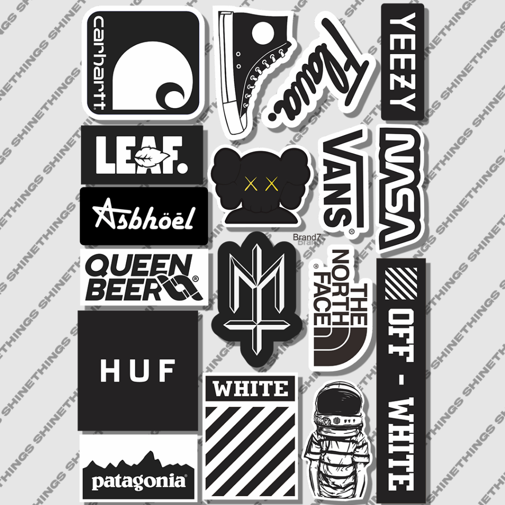 

stiker pack brand hypebeast black white anti air || stiker helm case hp laptop tumblr