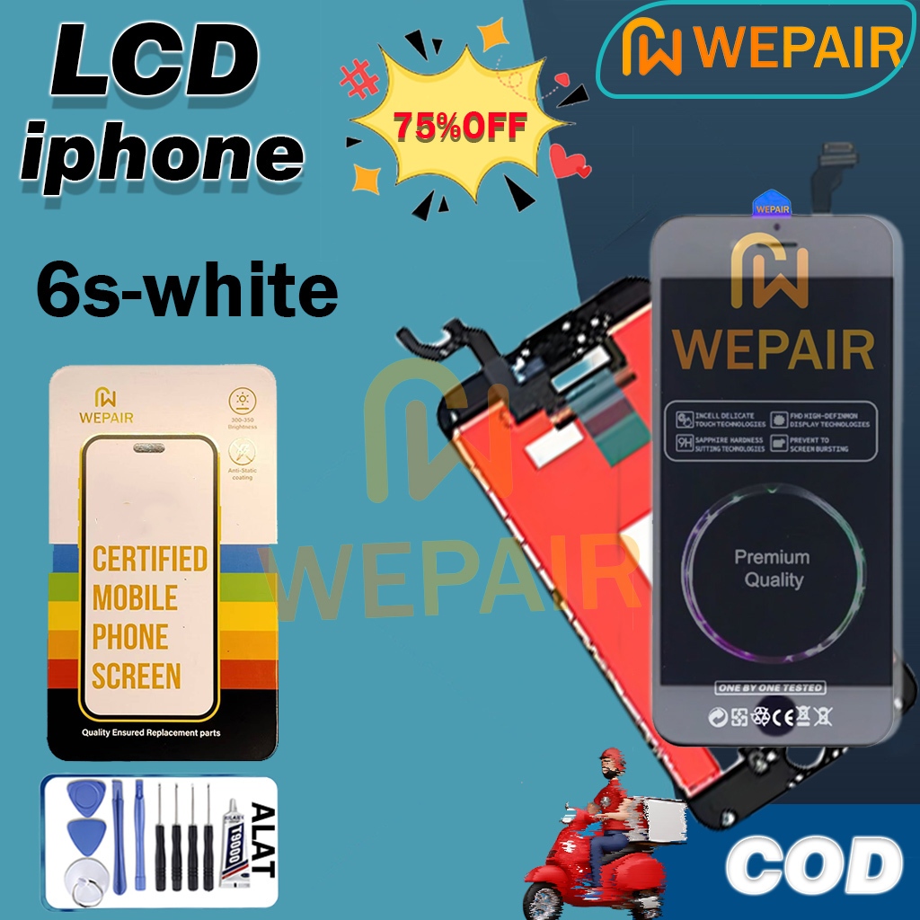 Layar LCD HP Ori IPHONE 6s WHITE  WEPAIR LCD Fullset Original 100% +Bebas Toolkit untuk Perbaik+Gara