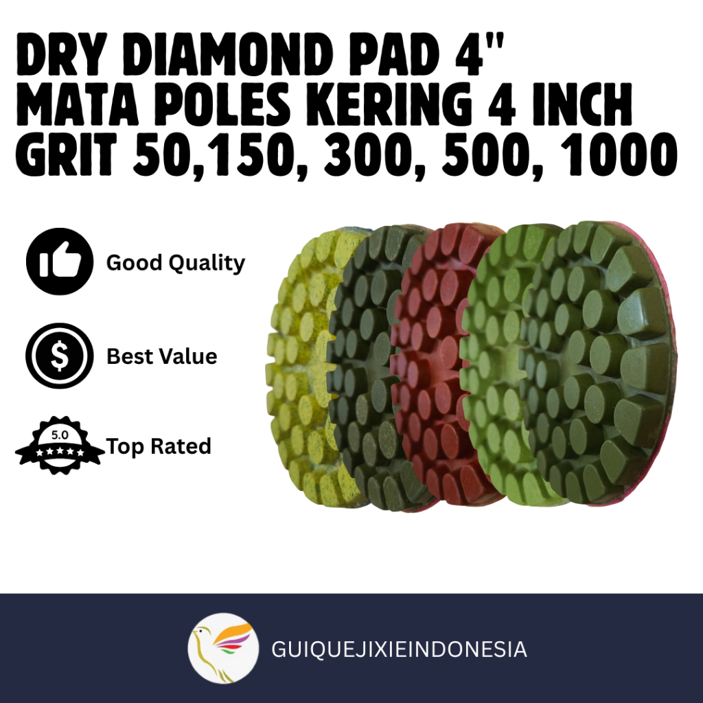 Dry Diamond Pad / Mata Poles Granit Keramik Marmer Kering Grit 50, 150, 300, 500, 1000 4" inch