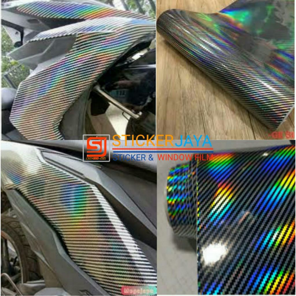 PROMO STICKER SKOTLET MOTOR HOLOGRAM / STIKER MOTOR WARNA PELANGI / SKOTLET MOTOR CARBON HOLOGRAM / 
