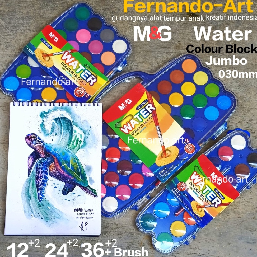 

MG Cat Air Lukis Set Solid Water Colour 3mm 362412 Warna Bonus Kuas 2 Warna Tambahan KODE C7B6