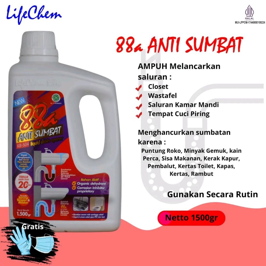88a Anti Sumbat 1500gr - Pembersih Saluran Tersumbat WC, Toilet, Westafel