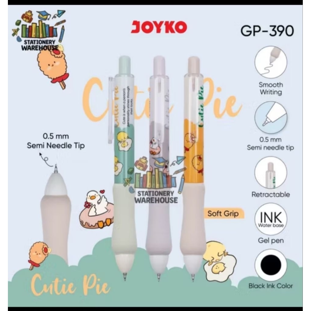 

GEL PEN GP-390 JOYKO CUTIE PIE ( TINTA WARNA HITAM )