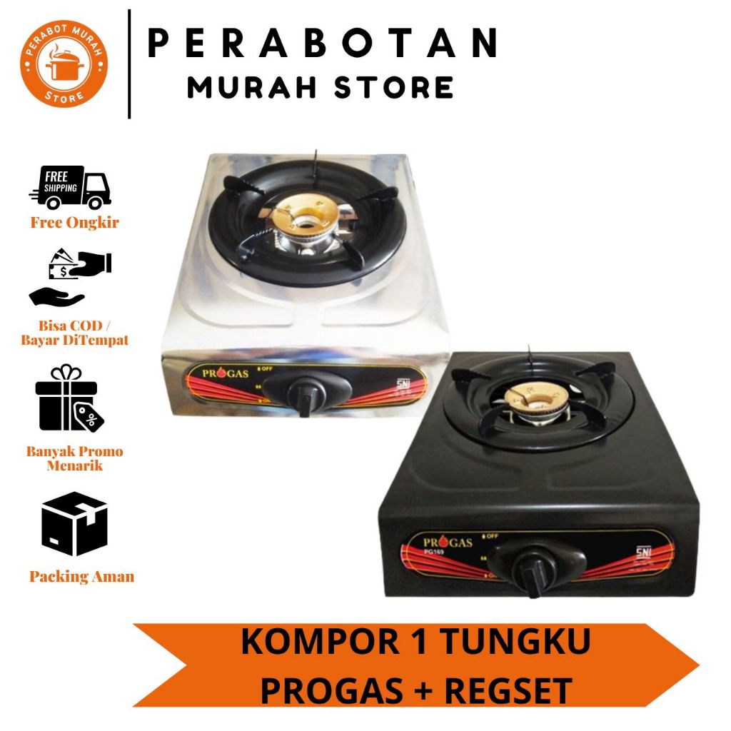 PM - Kompor Gas 1 Tungku Kaleng Progas PG-169 / Kompor Gas Premium Quality / Kompor progas 1 Tungku 
