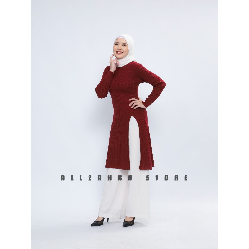 Syamila tunik knit atasan rajut premium/Dress rajut panjang