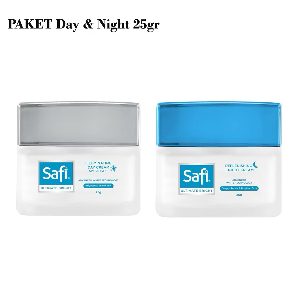 Safi Ultimate Bright Replenishing Night Cream & Day Cream SPF 20 PA+++ Ukuran 25 gr - Krim Siang Mal
