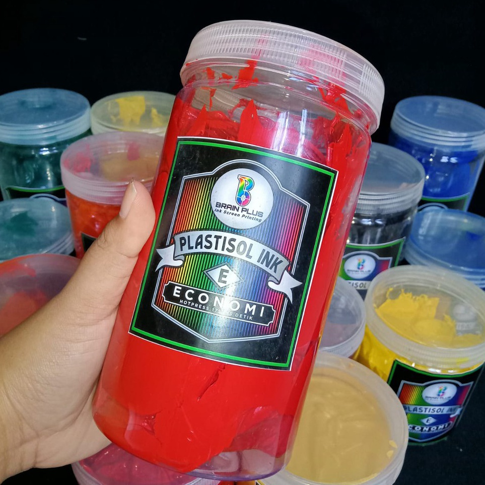 

Tinta Sablon PLASTISOL ECONOMY Brain Plus MERAH 1kg KODE S3B3