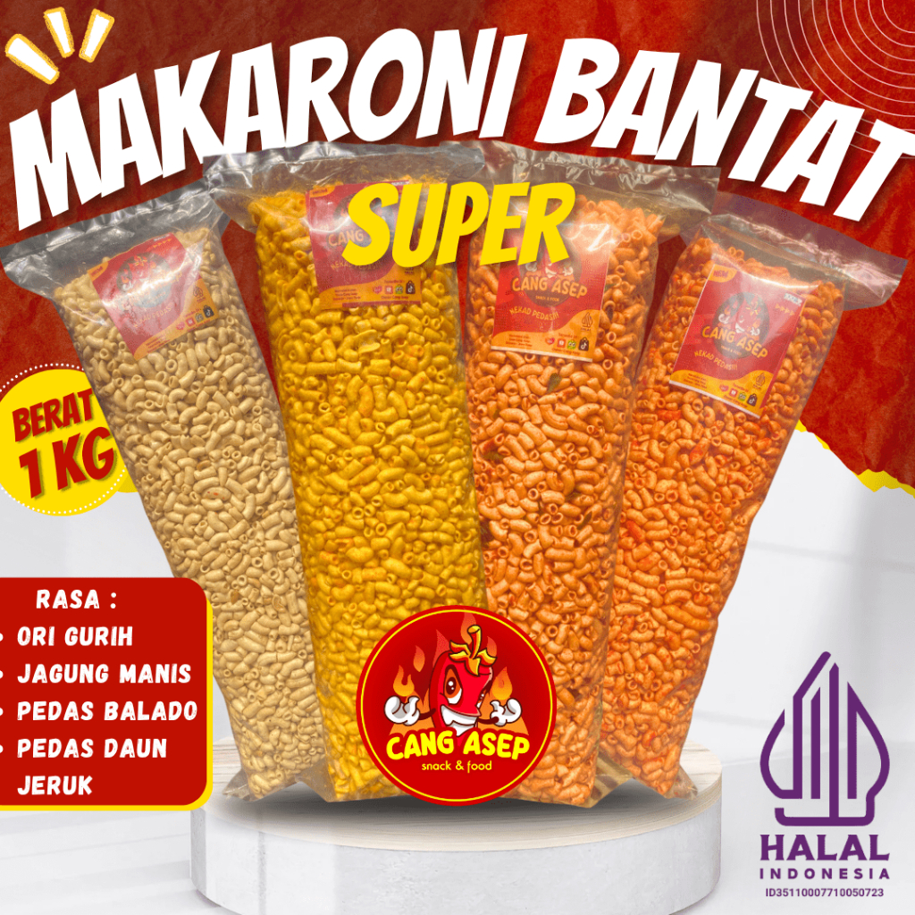

Makaroni Bantat Pipa Super 1Kg - Makanan ringan cemilan kripik snack food pedas jagung manis