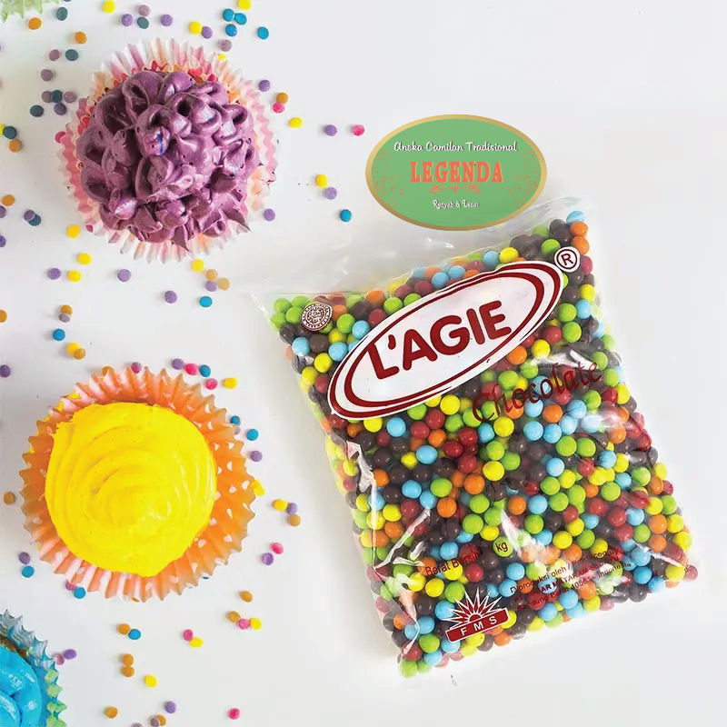 

GROSIR Coklat LAGIE Golden City Mini Mix 1000 Gr Gram / 1 KG Kilogram Biskuit Bola Cokelat Aneka Warna Warni Pelangi L'AGIE Chocolate Ball Manis Renyah Cemilan Tradisional Oleh Oleh Khas Pekalongan Murah Berkualitas Premium | BAG