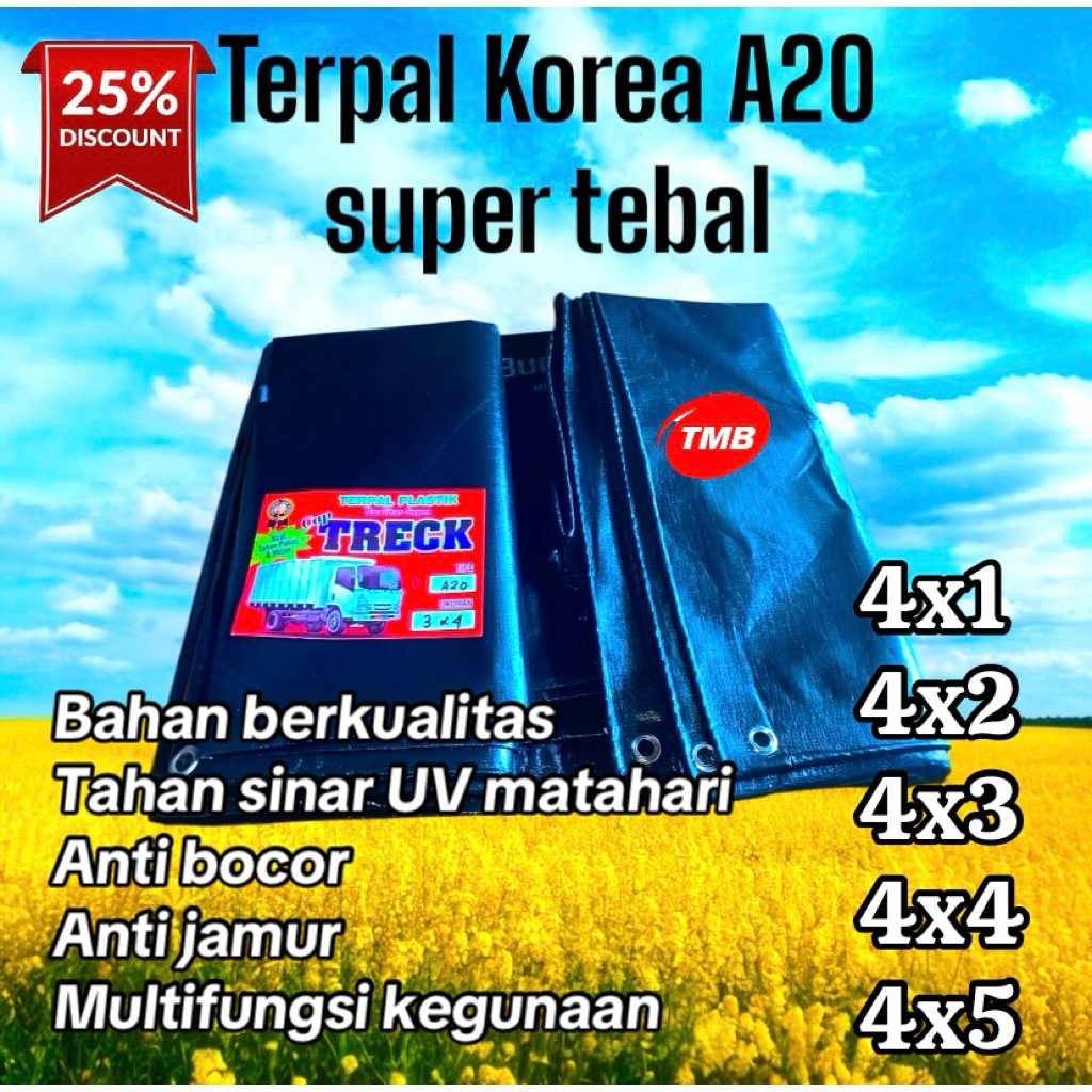 TERPAL HITAM LEMBARAN 4x1 4x2 4x3 4x4 4x5 BAHAN TEBAL BERKUALITAS KOREA TAHAN SINAR UV MATAHARI, ANT