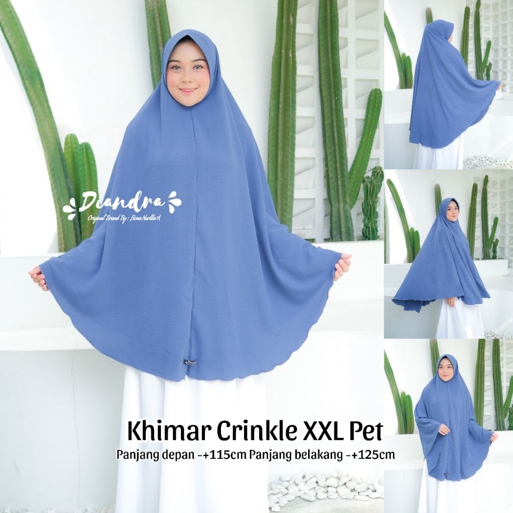 [Diandra Hijab]Jilbab Crinkle Khimar Crinkle Air Flow Syar'i XXL Jumbo Kerudung Crinkle Air Flow Khi