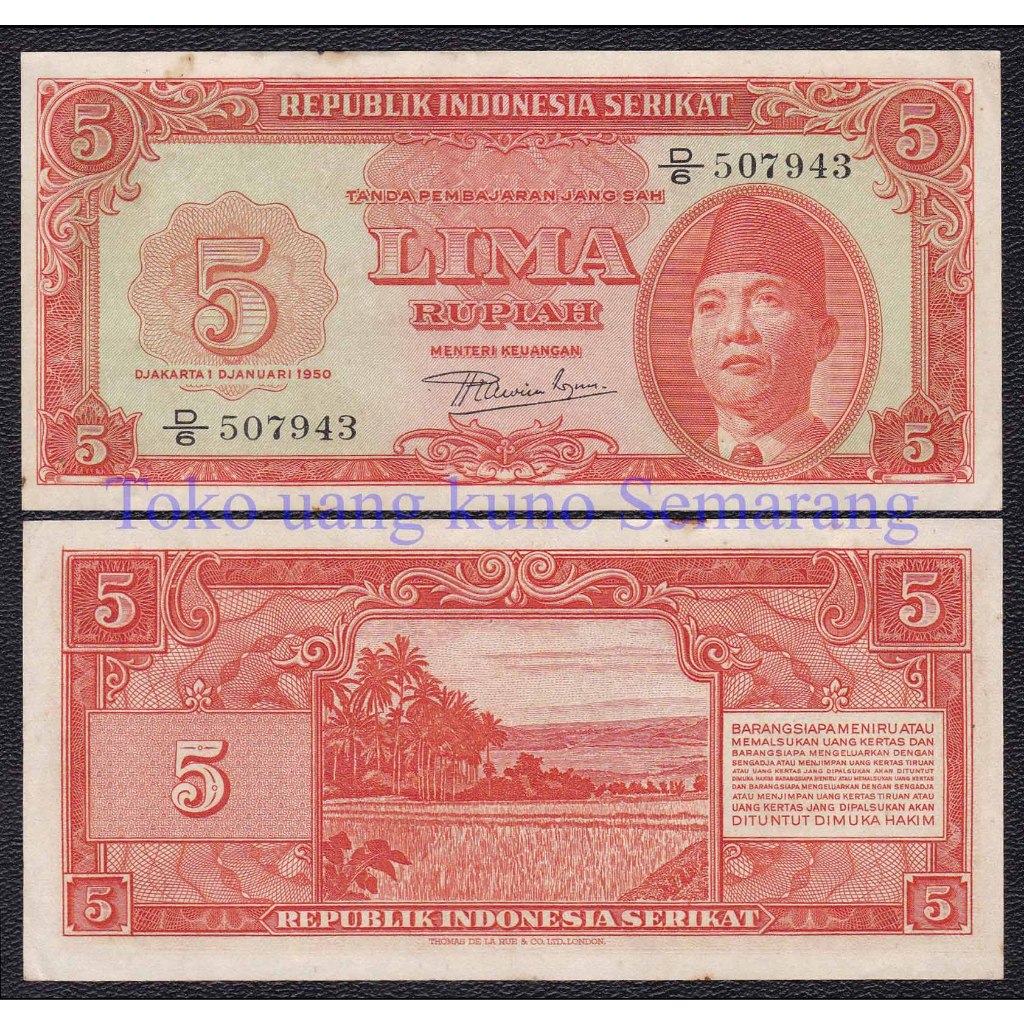 Uang Kuno 5 Rupiah RIS Tahun 1950