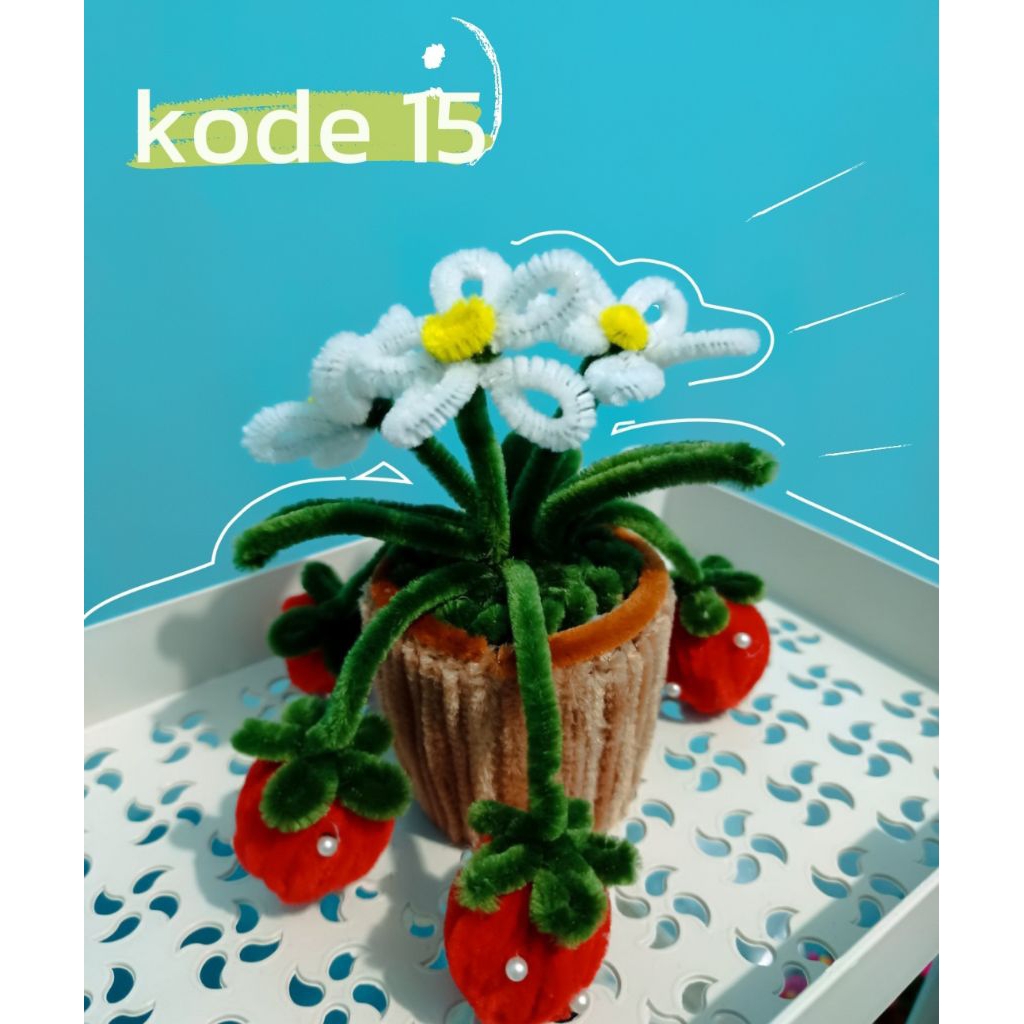 Bunga Pot Kawat Bulu Dekorasi Kamar Hiasan Meja Unik Lucu Souvenir Pernikahan