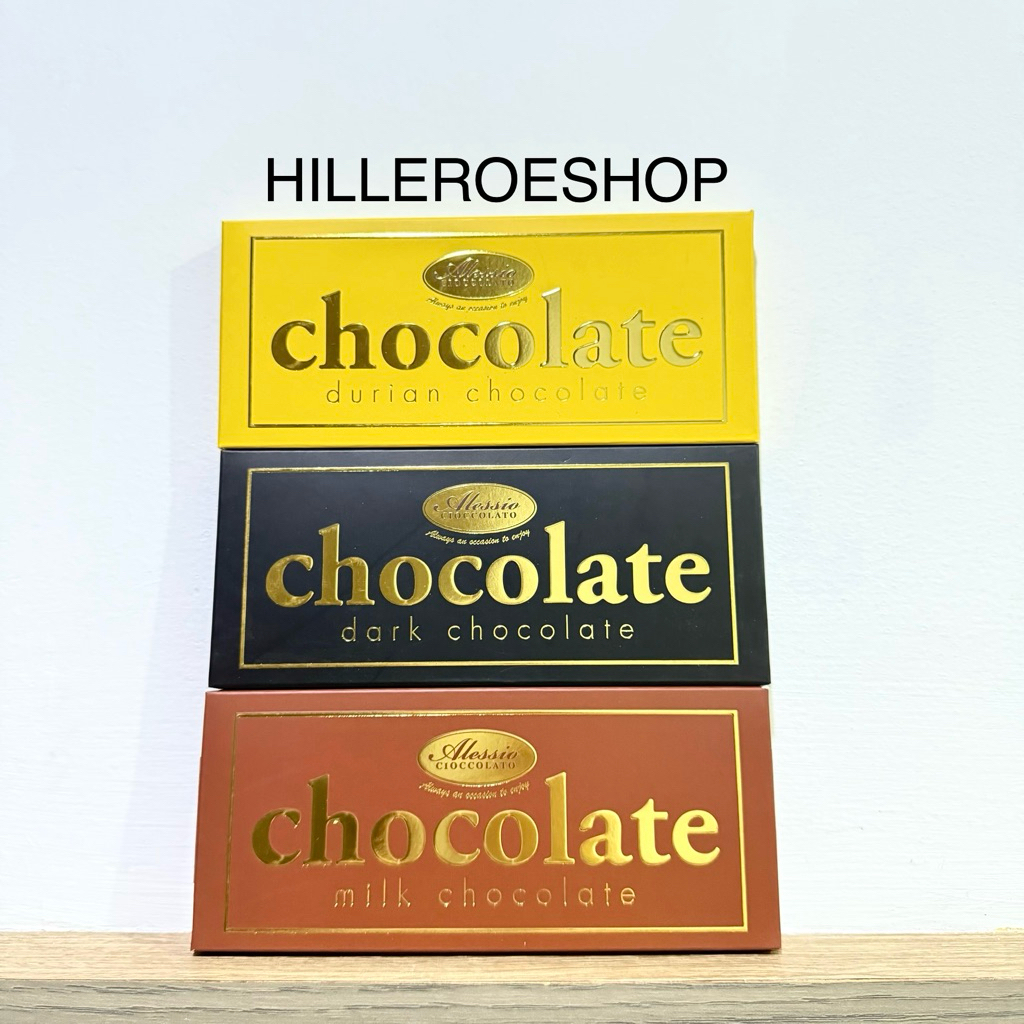 

COKLAT ALESSIO CIOCCOLATO 45GRAM CHOCOLATE BAR DARK / MILK / DURIAN COKELAT MALAYSIA