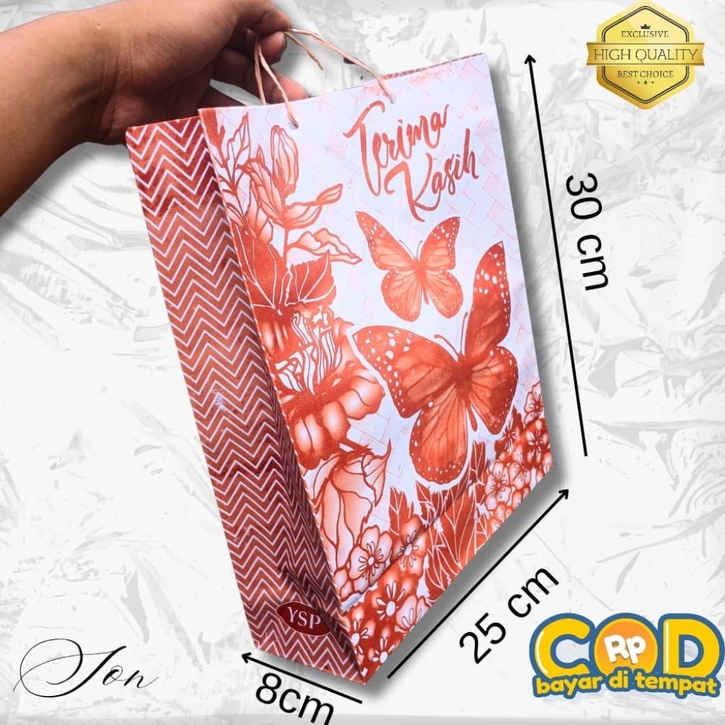 

(ISI 50)PAPERBAG JUMBO UK 30x25x6cm/ PAPERBAG/ Paperbag Motif/ Tas Souvenir /